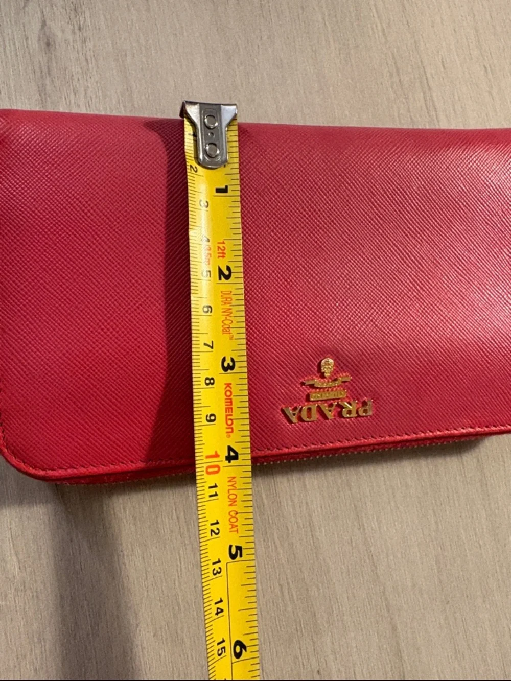 Prada Red Zip-Around Saffiano‎ Leather Wallet